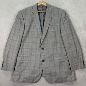 NEW Joseph & Feiss Gold Mens 46R Plaid Wool Blend Classic Fit Blazer Jacket Flex